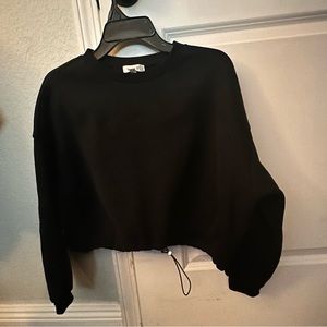 Cali Be black large crop drawstring sweatshirt